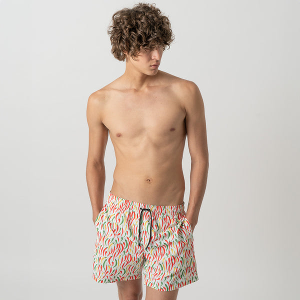Chillies Swim Shorts - White Red