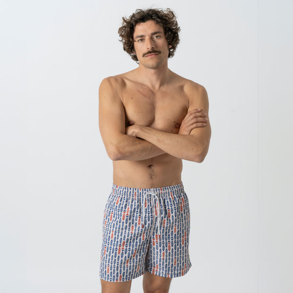 Peixes Swim Shorts - Beige Blue