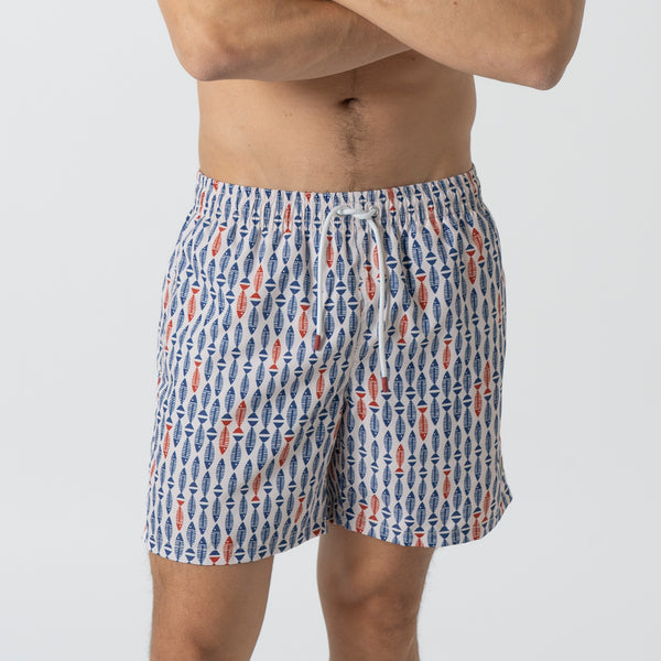 Peixes Swim Shorts - Beige Blue