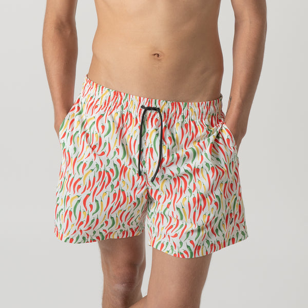 Chillies Swim Shorts - White Red