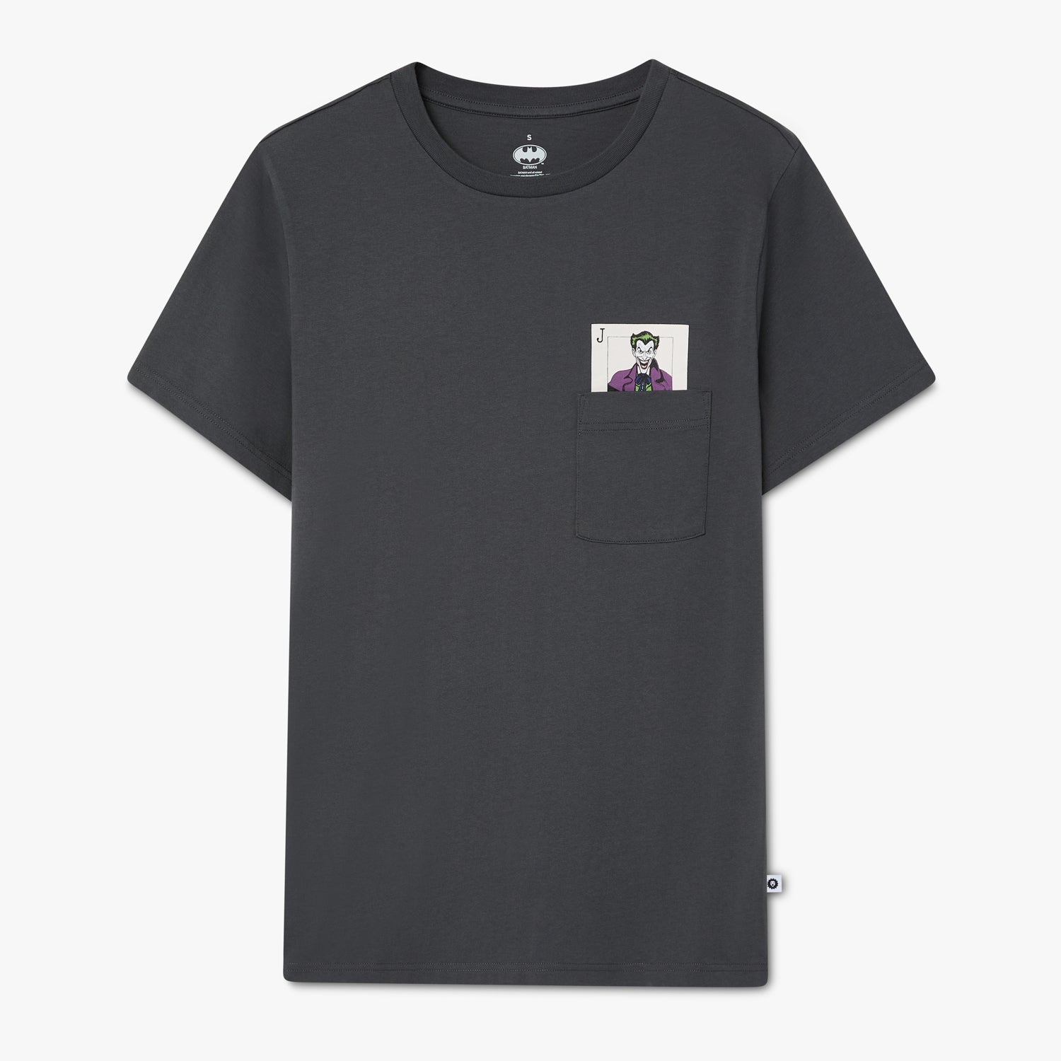 Batman Joker Calling Card Pocket Tee - Charcoal Grey