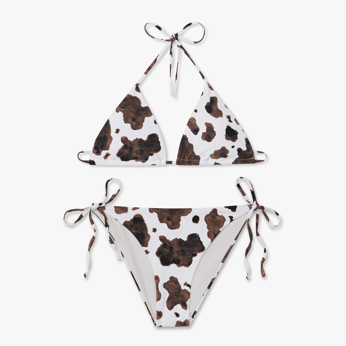 Cow Print Bikini Top - Off White