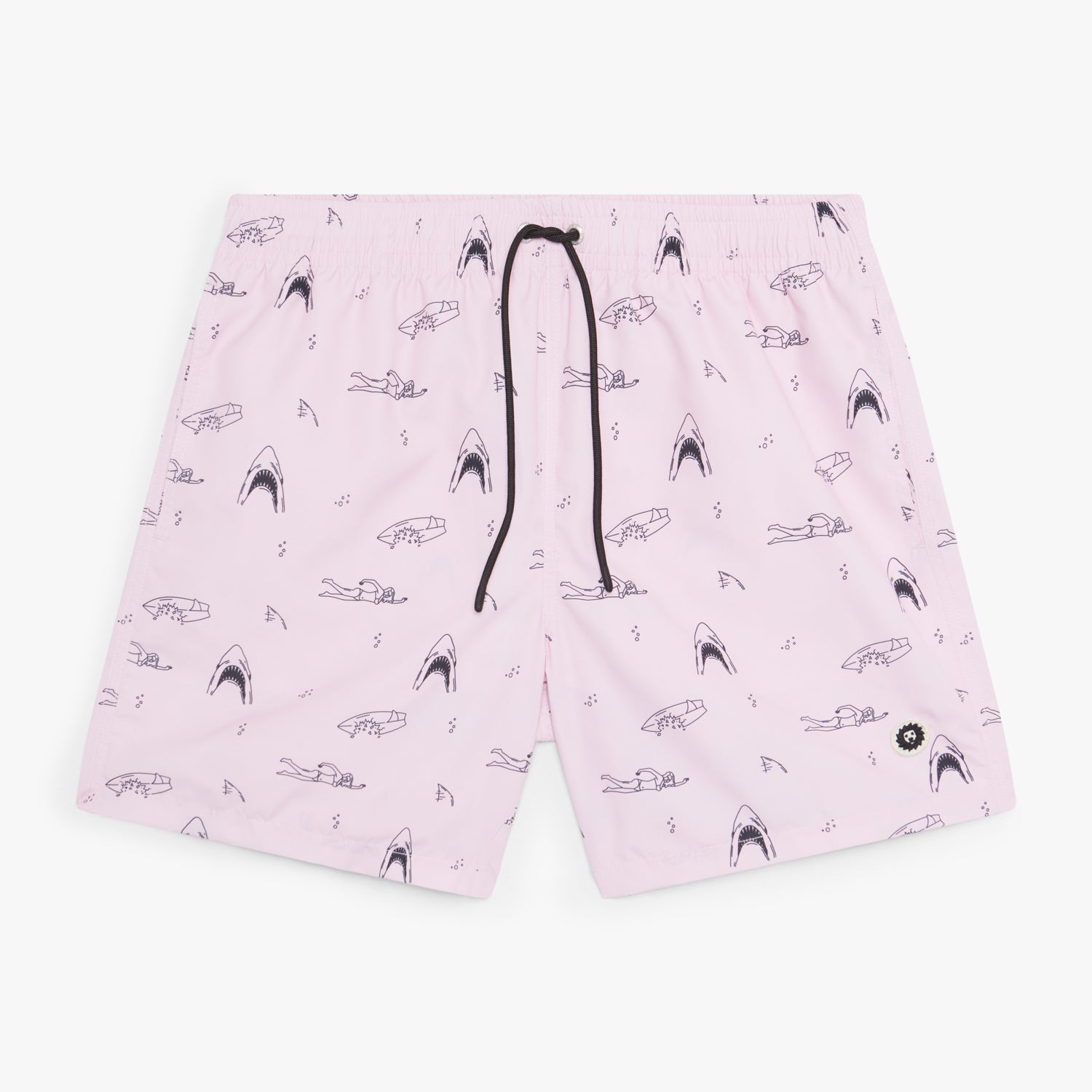 Shark and Swimmer Swim Shorts - Pink