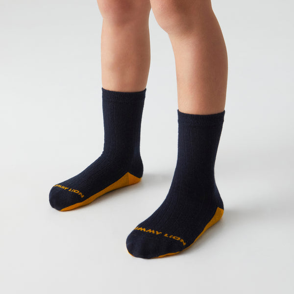 3 x Kids School Ribbed - Dark Blue